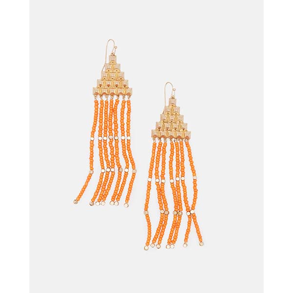 Allsaints Australia Womens Sarai Stud Bead Earring Brass/Orange AU14-519